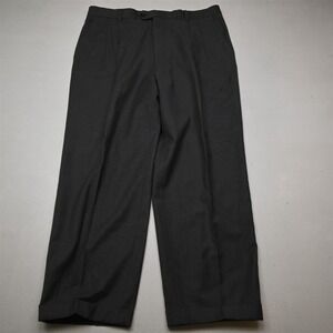 Vtg Italy Made 36x30 Gray Wool Cashmere Flannel Pleated Cuffed Baggy‎ Pants